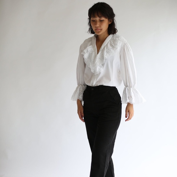 Vintage Rawson White Ruffle Puff Sleeve Blouse - Picture 4 of 7